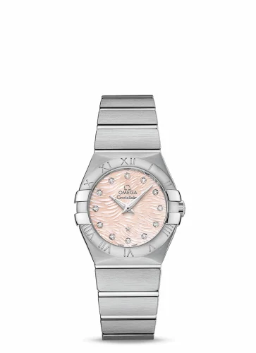 Omega Constellation Quartz 27 Brushed Stainless Steel / Pink / MOP 123.10.27.60.57.002 (12310276057002)